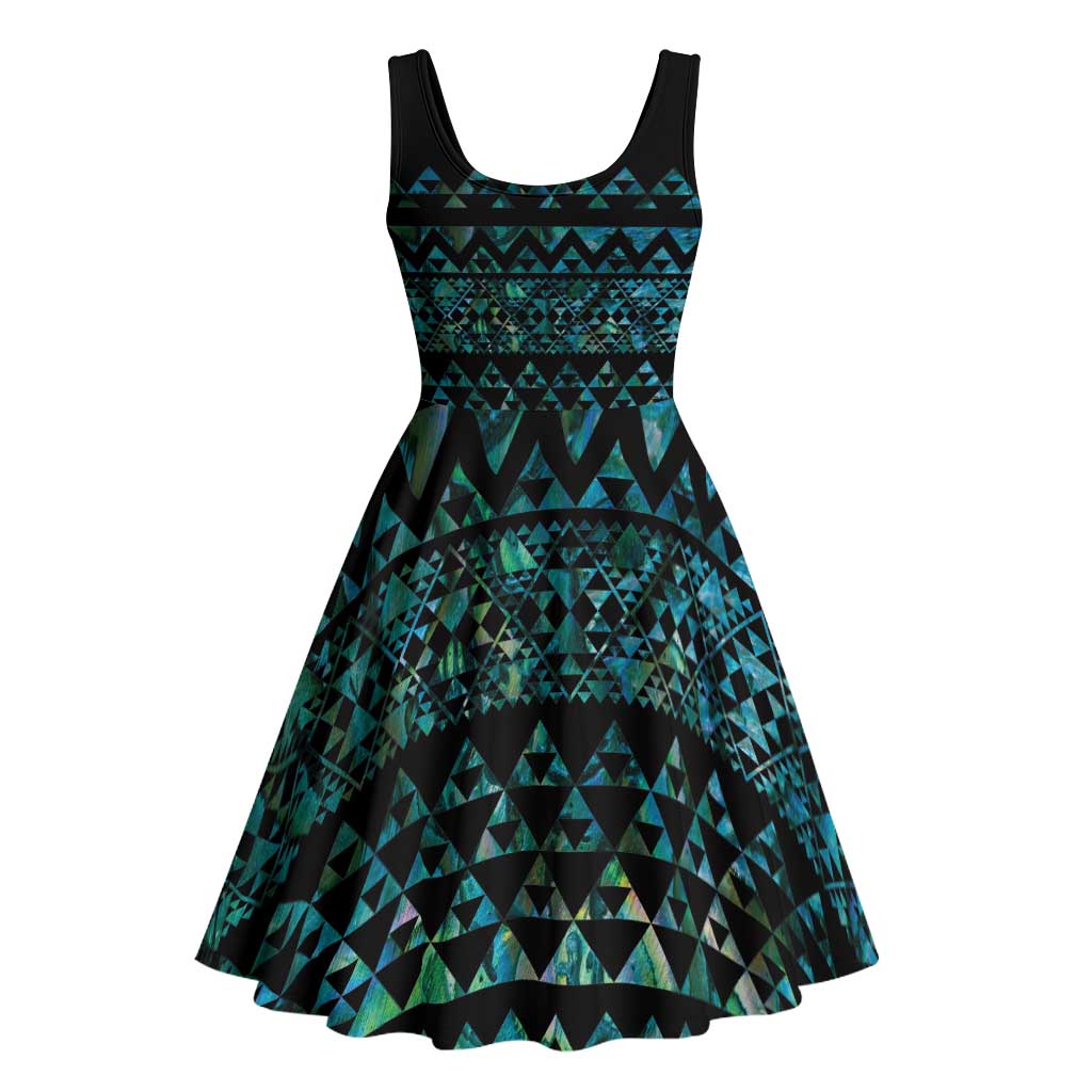 Maori Niho Taniwha Te Wheiao Midi Dress Paua Shell LT7 - Polynesian Pride