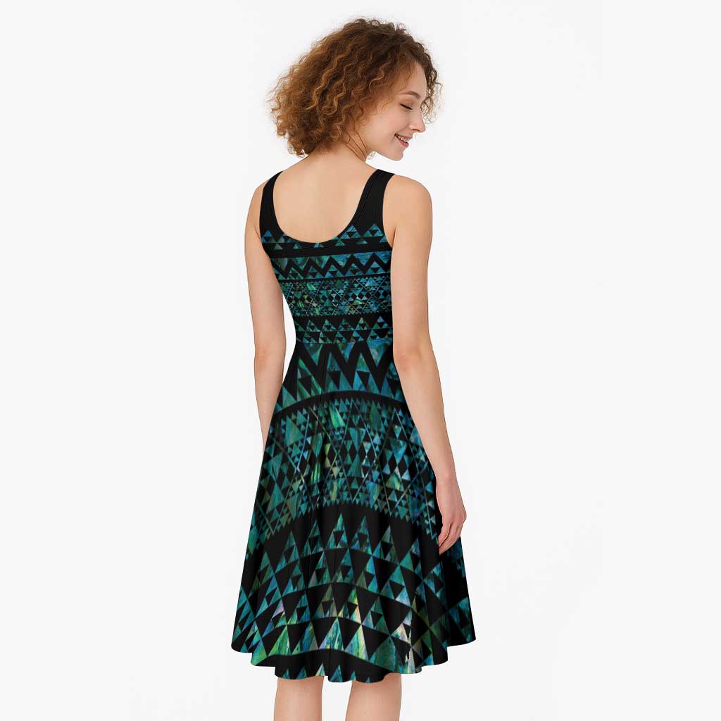 Maori Niho Taniwha Te Wheiao Midi Dress Paua Shell LT7 - Polynesian Pride