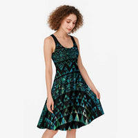 Maori Niho Taniwha Te Wheiao Midi Dress Paua Shell LT7 - Polynesian Pride