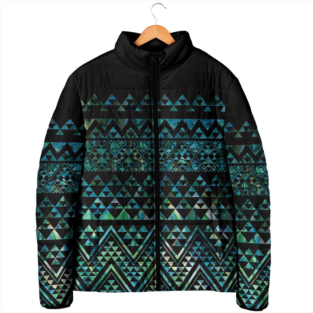 Maori Niho Taniwha Te Wheiao Padded Jacket Paua Shell LT7 - Polynesian Pride