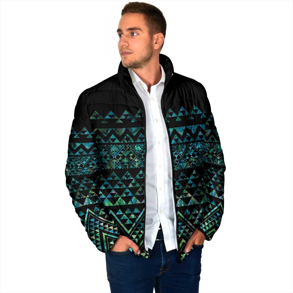 Maori Niho Taniwha Te Wheiao Padded Jacket Paua Shell LT7 - Polynesian Pride