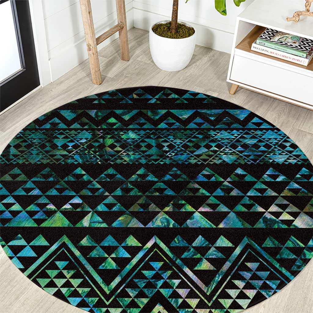 Maori Niho Taniwha Te Wheiao Round Carpet Paua Shell LT7 Colorful - Polynesian Pride