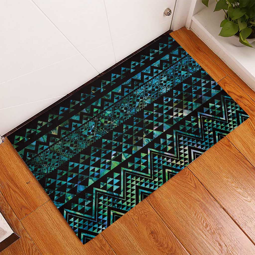 Maori Niho Taniwha Te Wheiao Rubber Doormat Paua Shell LT7 - Polynesian Pride