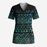 Maori Niho Taniwha Te Wheiao Scrub Top Paua Shell LT7 Adult Colorful - Polynesian Pride