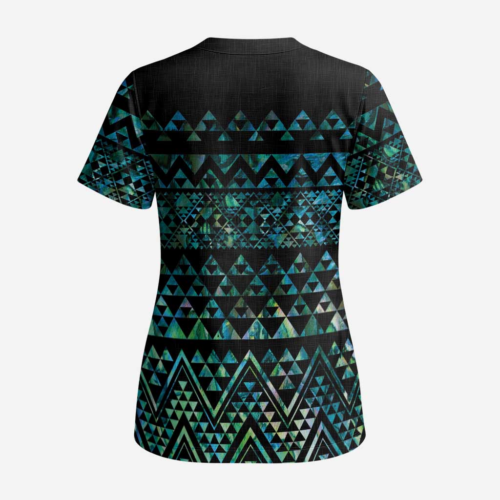 Maori Niho Taniwha Te Wheiao Scrub Top Paua Shell LT7 - Polynesian Pride