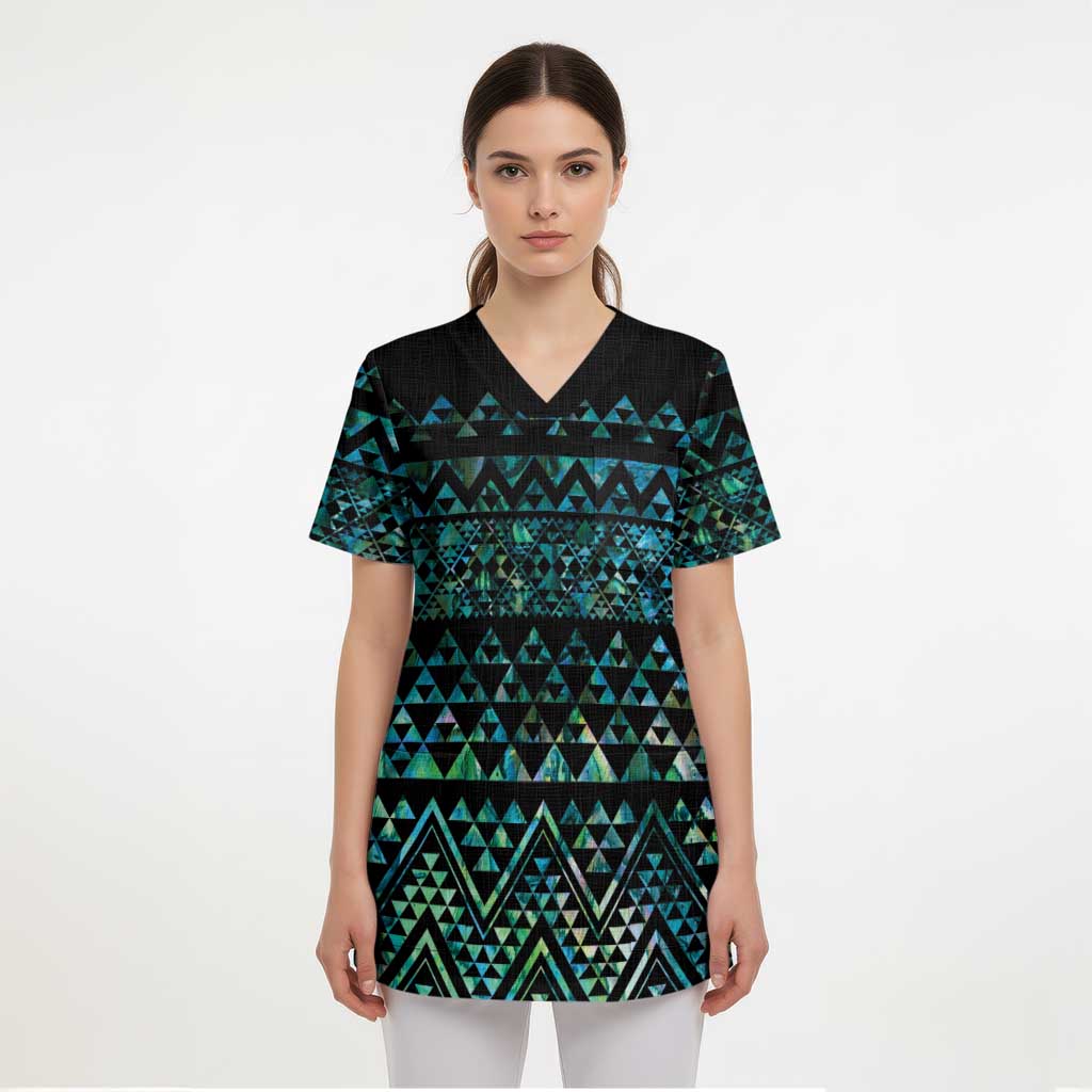 Maori Niho Taniwha Te Wheiao Scrub Top Paua Shell LT7 - Polynesian Pride