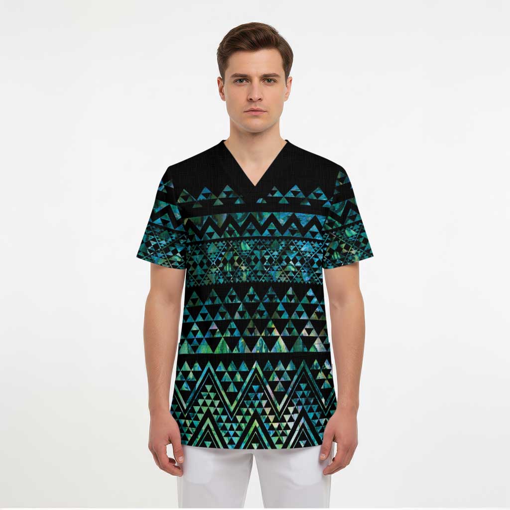Maori Niho Taniwha Te Wheiao Scrub Top Paua Shell LT7 - Polynesian Pride