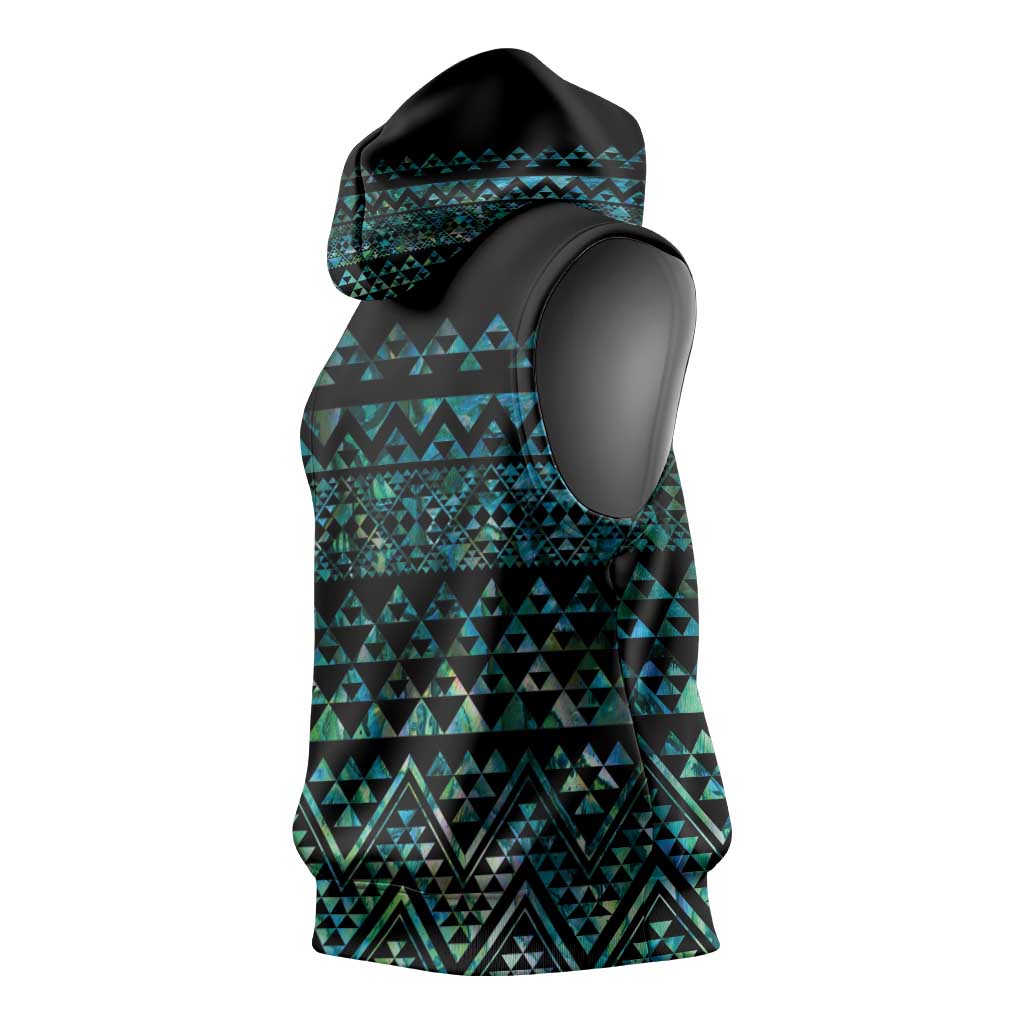Maori Niho Taniwha Te Wheiao Sleeveless Hoodie Paua Shell LT7 - Polynesian Pride