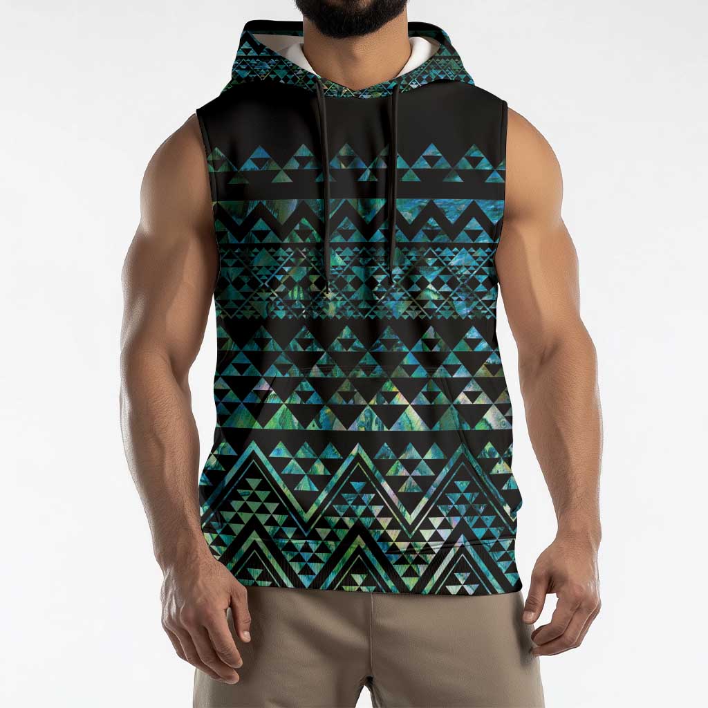 Maori Niho Taniwha Te Wheiao Sleeveless Hoodie Paua Shell LT7 - Polynesian Pride