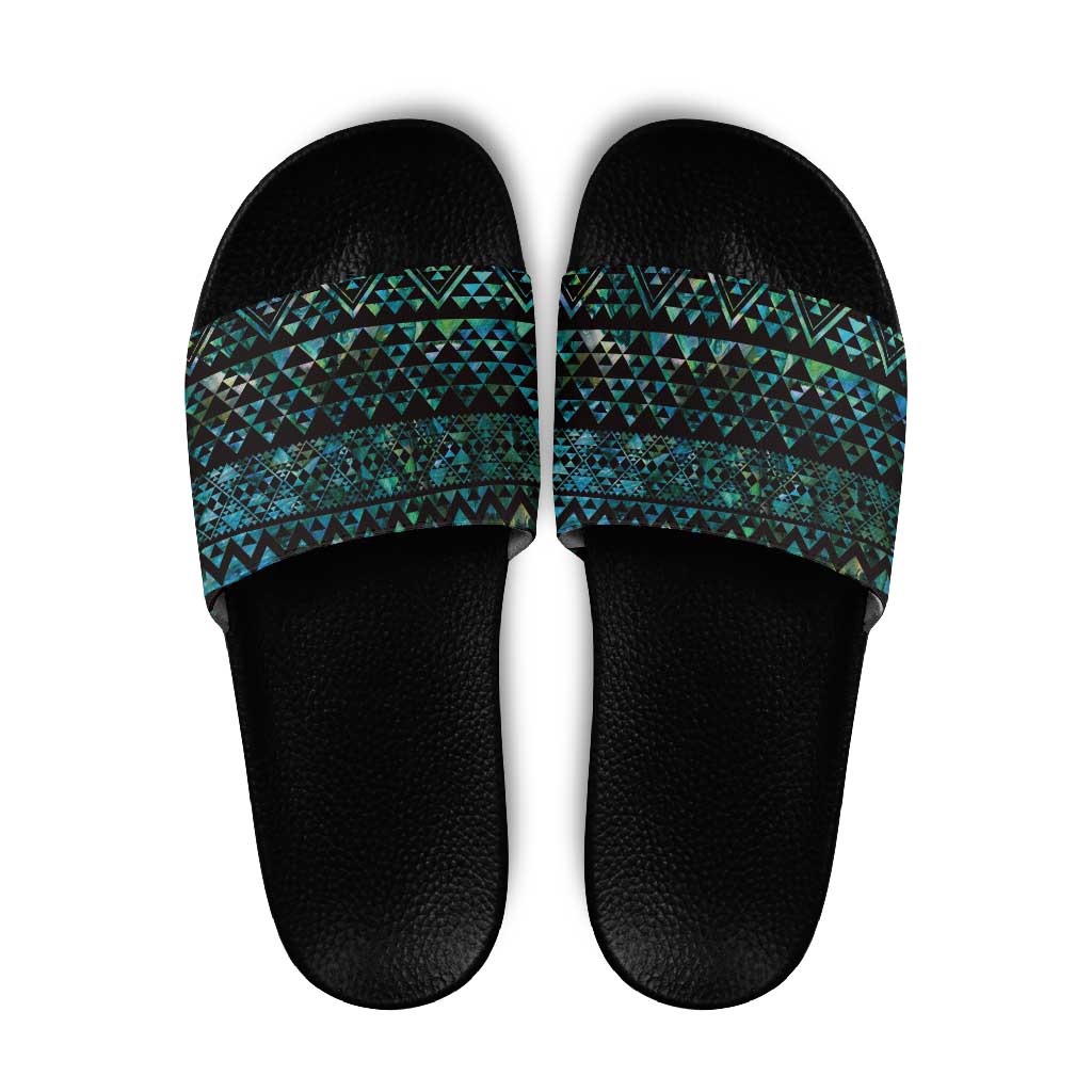 Maori Niho Taniwha Te Wheiao Slide Sandals Paua Shell LT7 Colorful - Polynesian Pride