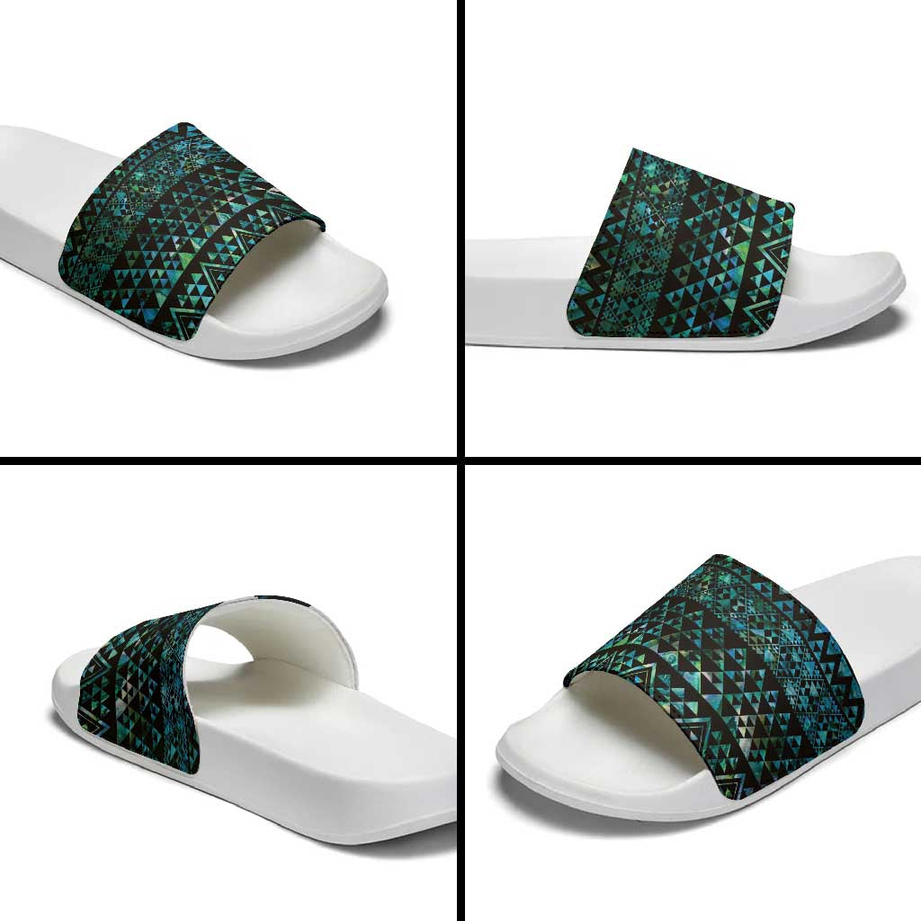 Maori Niho Taniwha Te Wheiao Slide Sandals Paua Shell LT7 - Polynesian Pride