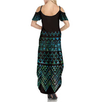 Maori Niho Taniwha Te Wheiao Summer Maxi Dress Paua Shell LT7 - Polynesian Pride