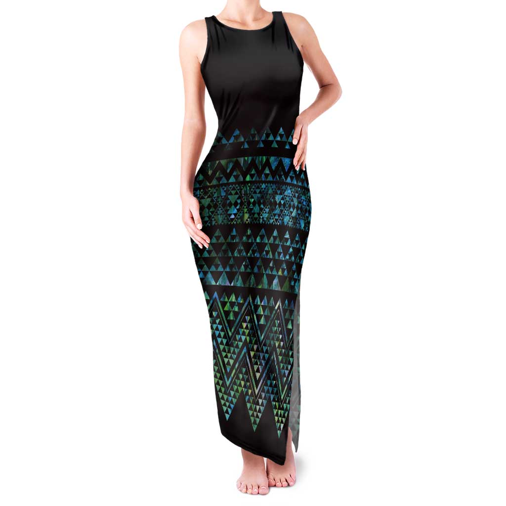 Maori Niho Taniwha Te Wheiao Tank Maxi Dress Paua Shell LT7 Women Colorful - Polynesian Pride