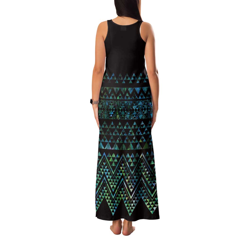 Maori Niho Taniwha Te Wheiao Tank Maxi Dress Paua Shell LT7 - Polynesian Pride
