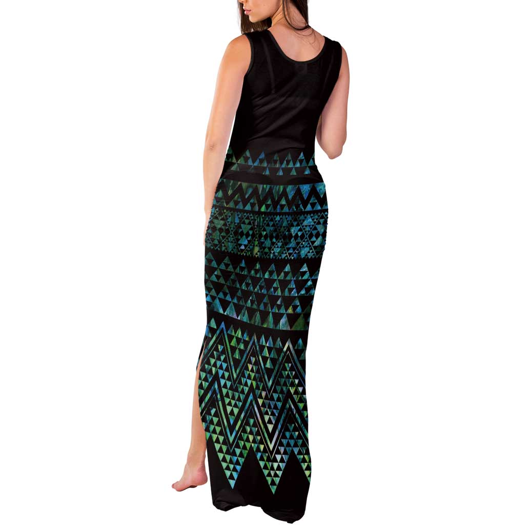 Maori Niho Taniwha Te Wheiao Tank Maxi Dress Paua Shell LT7 - Polynesian Pride