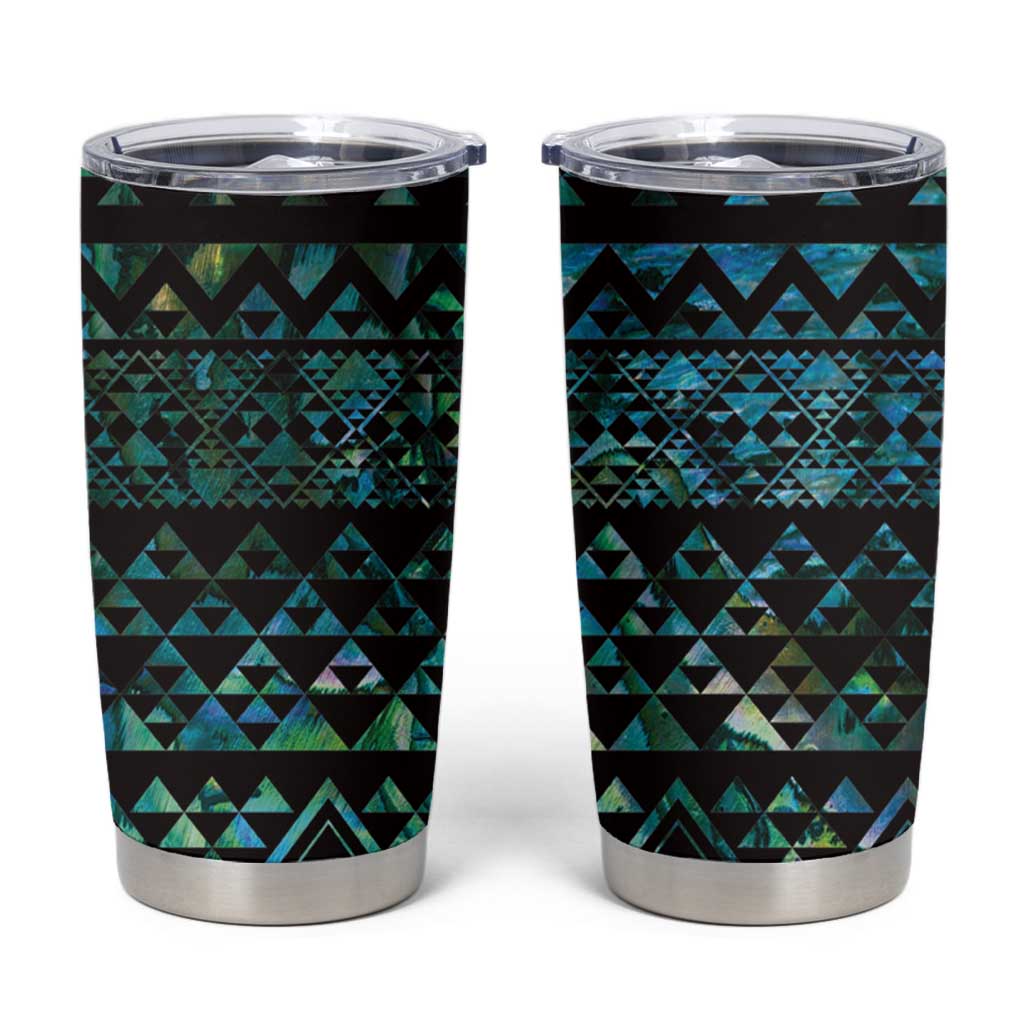 Maori Niho Taniwha Te Wheiao Tumbler Cup Paua Shell LT7 Colorful - Polynesian Pride