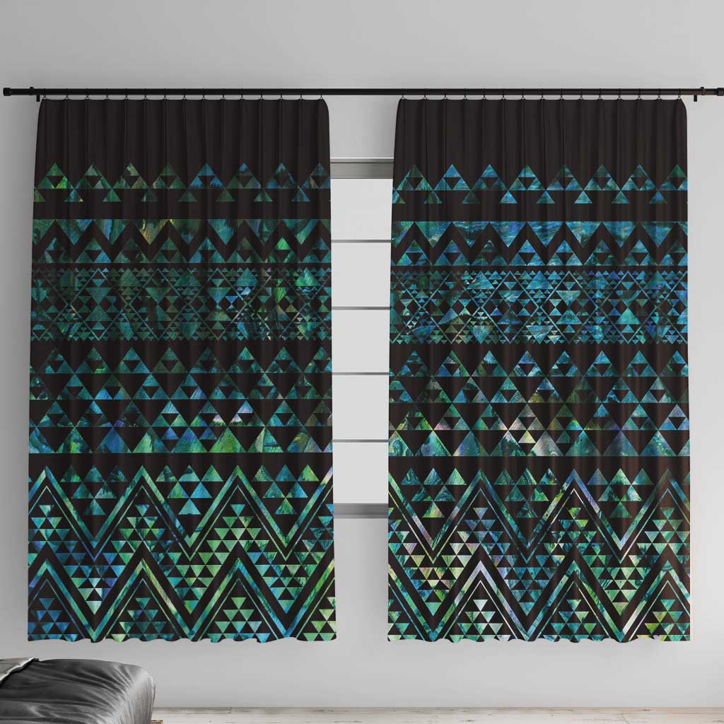 Maori Niho Taniwha Te Wheiao Window Curtain Paua Shell LT7 With Hooks Colorful - Polynesian Pride