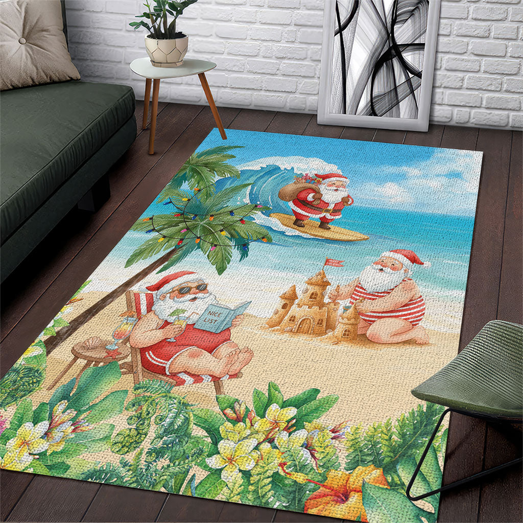 Tropical Christmas Funny Santa Area Rug Beach Vacation