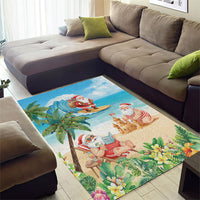 Tropical Christmas Funny Santa Area Rug Beach Vacation