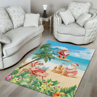 Tropical Christmas Funny Santa Area Rug Beach Vacation