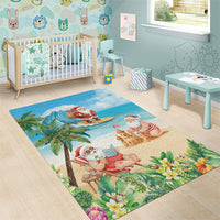 Tropical Christmas Funny Santa Area Rug Beach Vacation