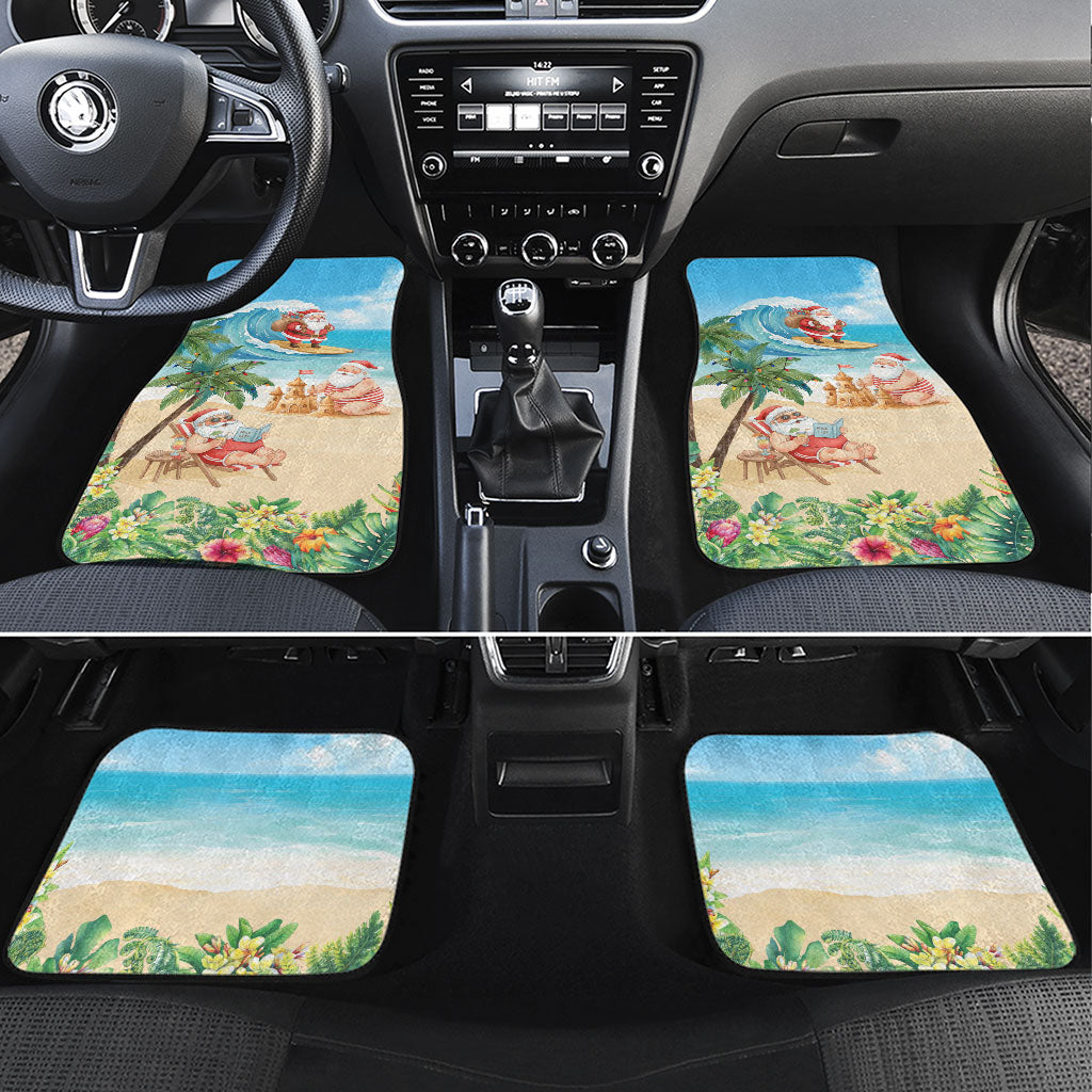 Tropical Christmas Funny Santa Car Mats Beach Vacation