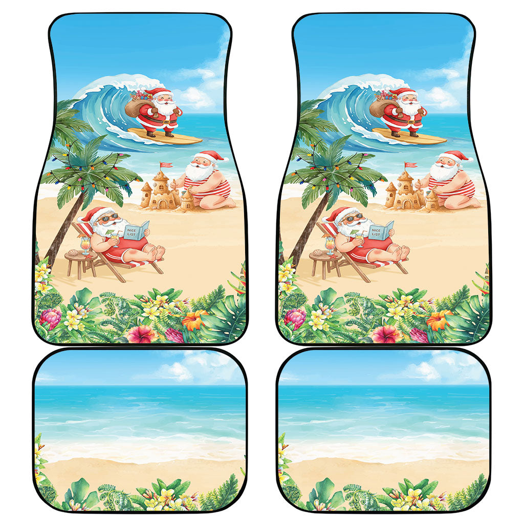 Tropical Christmas Funny Santa Car Mats Beach Vacation