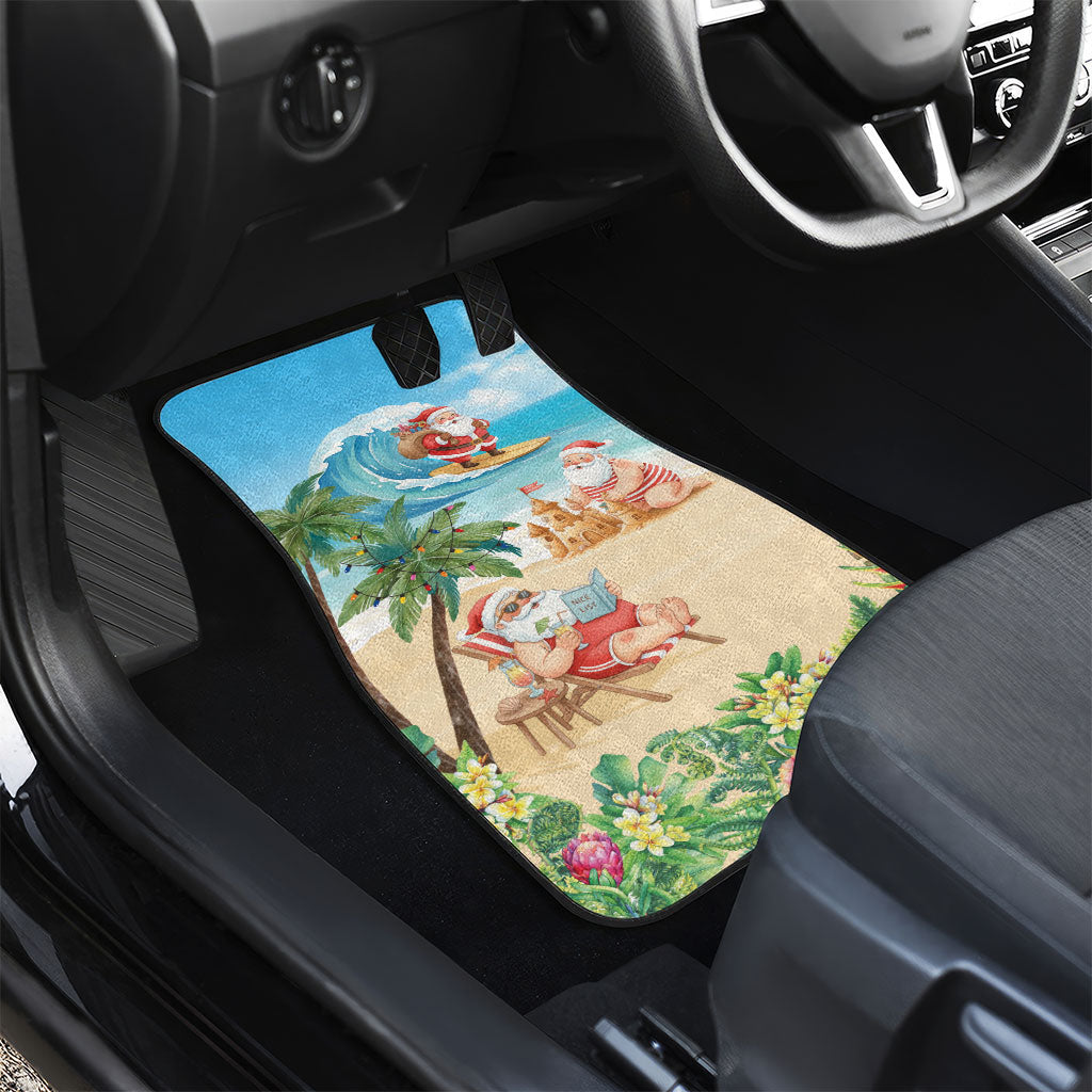 Tropical Christmas Funny Santa Car Mats Beach Vacation