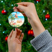 Tropical Christmas Funny Santa Ceramic Ornament Beach Vacation