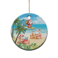 Tropical Christmas Funny Santa Ceramic Ornament Beach Vacation