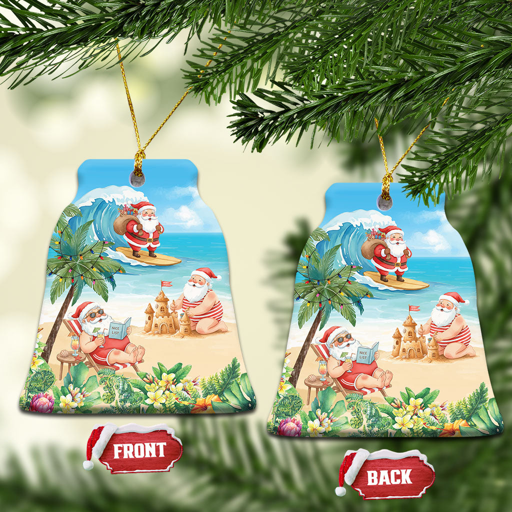 Tropical Christmas Funny Santa Ceramic Ornament Beach Vacation