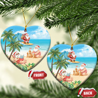 Tropical Christmas Funny Santa Ceramic Ornament Beach Vacation