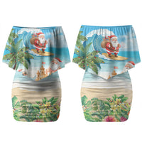 Tropical Christmas Funny Santa Couples Matching Off Shoulder Short Dress and Long Sleeve Button Shirt Beach Vacation LT7 - Polynesian Pride