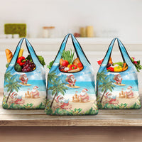 Tropical Christmas Funny Santa Grocery Bag Beach Vacation