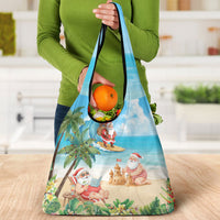 Tropical Christmas Funny Santa Grocery Bag Beach Vacation
