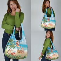 Tropical Christmas Funny Santa Grocery Bag Beach Vacation