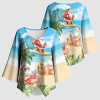 Tropical Christmas Funny Santa Kimono Sleeve Blouse Beach Vacation