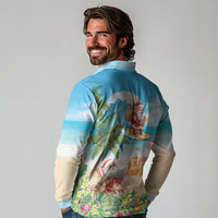 Tropical Christmas Funny Santa Long Sleeve Polo Shirt Beach Vacation LT7 - Polynesian Pride
