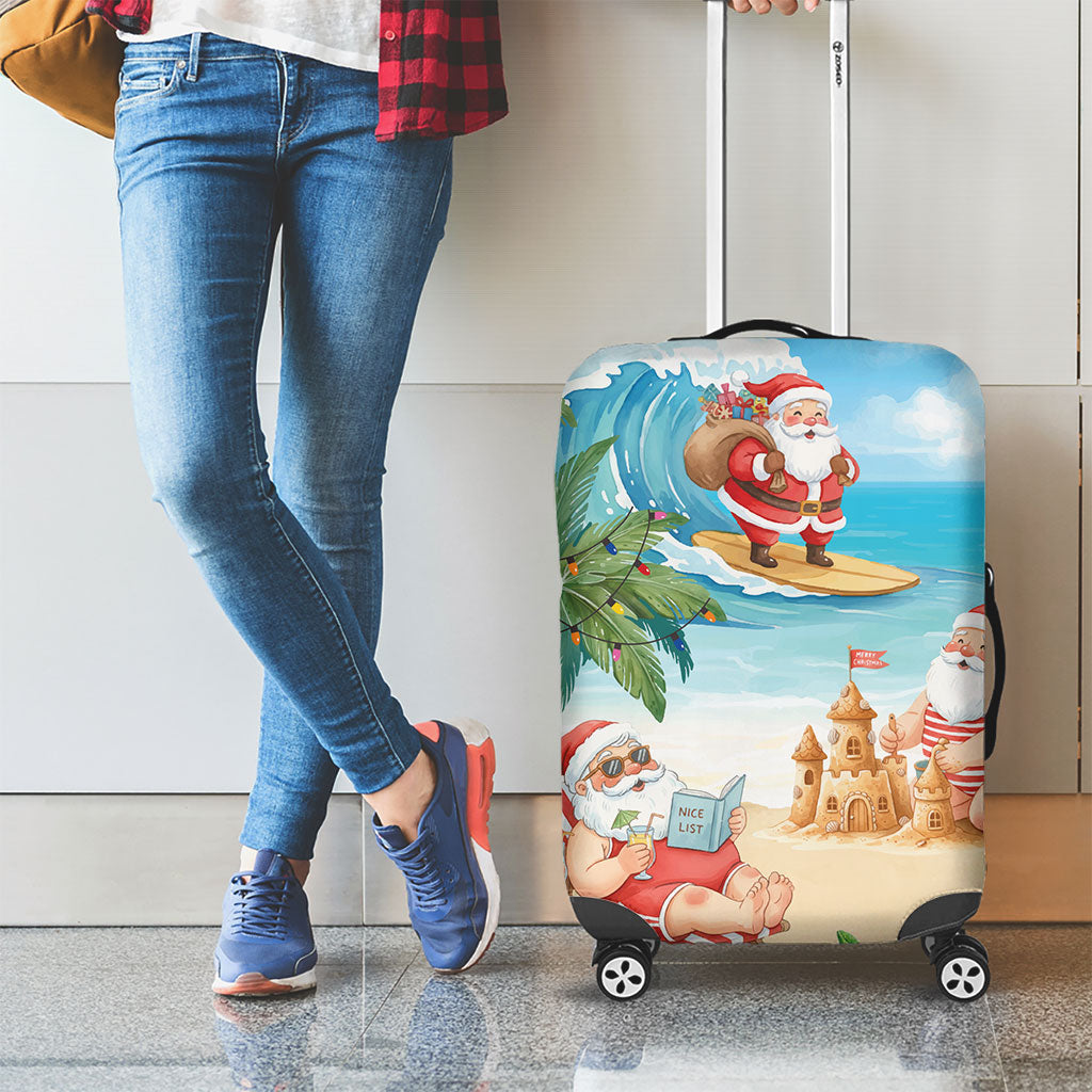 Tropical Christmas Funny Santa Luggage Cover Beach Vacation