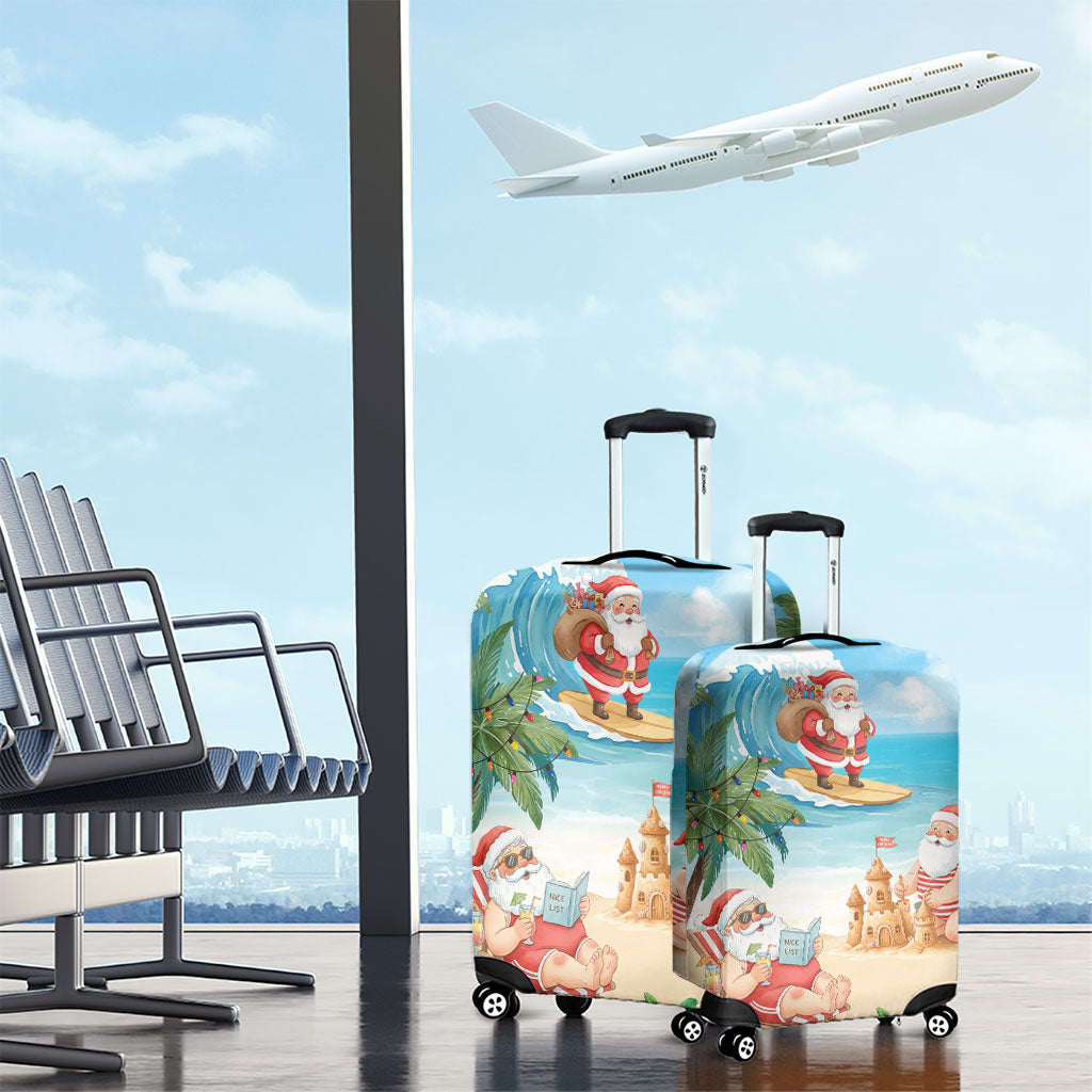 Tropical Christmas Funny Santa Luggage Cover Beach Vacation