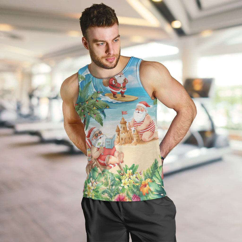 Tropical Christmas Funny Santa Men Tank Top Beach Vacation