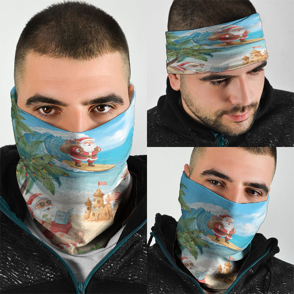 Tropical Christmas Funny Santa Neck Gaiter Beach Vacation