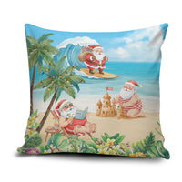 Tropical Christmas Funny Santa Pillow Cover Beach Vacation
