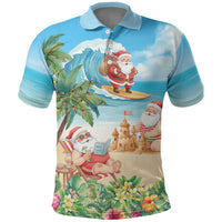Tropical Christmas Funny Santa Polo Shirt Beach Vacation