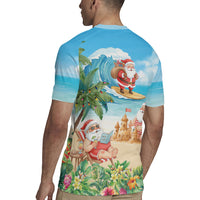 Tropical Christmas Funny Santa Rugby Jersey Beach Vacation