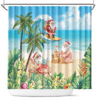 Tropical Christmas Funny Santa Shower Curtain Beach Vacation LT7 Multicolor - Polynesian Pride