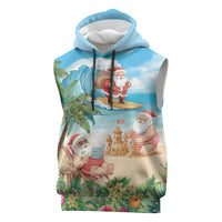 Tropical Christmas Funny Santa Sleeveless Hoodie Beach Vacation LT7 Multicolor - Polynesian Pride