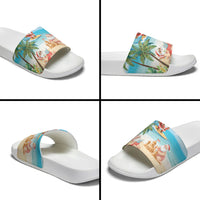 Tropical Christmas Funny Santa Slide Sandals Beach Vacation