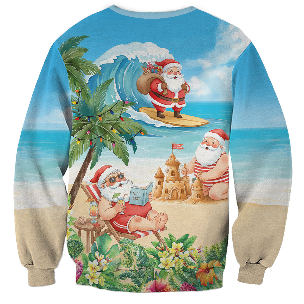 Tropical Christmas Funny Santa Sweatshirt Beach Vacation