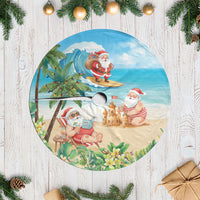 Tropical Christmas Funny Santa Tree Skirt Beach Vacation